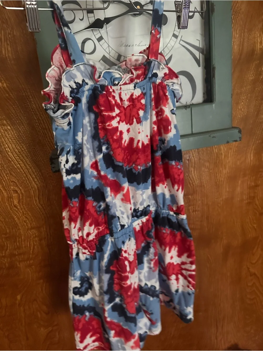 The Children's Place Red, Blue & White Tie-Dye Romper